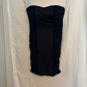 Brand-  As U Wish. size, large navy blue strapless, polyester, and spandex
